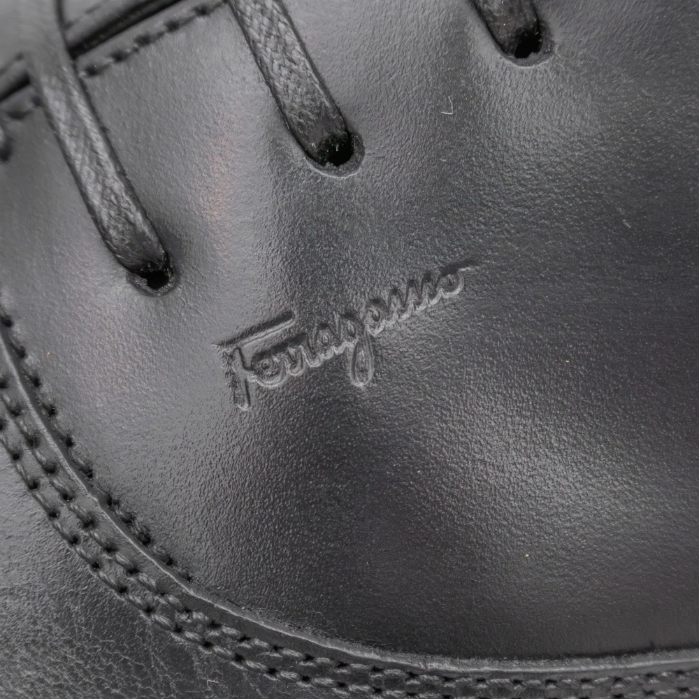 Salvatore Ferragamo Black‎ Leather Cap-Toe Oxfords – Men’s Size US 9.5D
